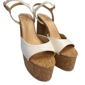 Fashion Nova Retro Cork Open Toe Strappy Platform Sandals Size 10M in White